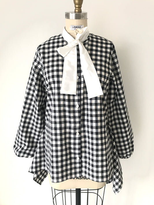 Look 37A | Checkered Shirt with neck ribbon