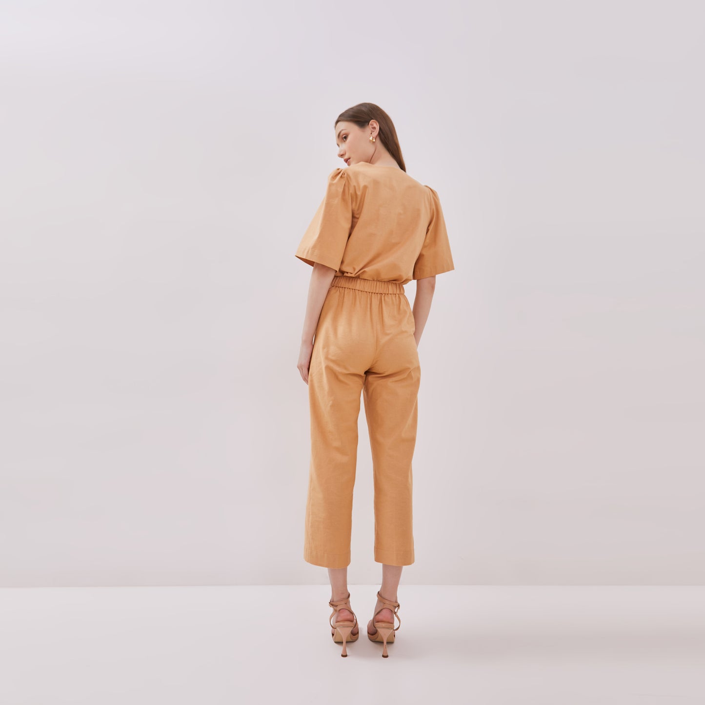 Lamera Studio Look K46 Culotte Pants in Khaki Back view