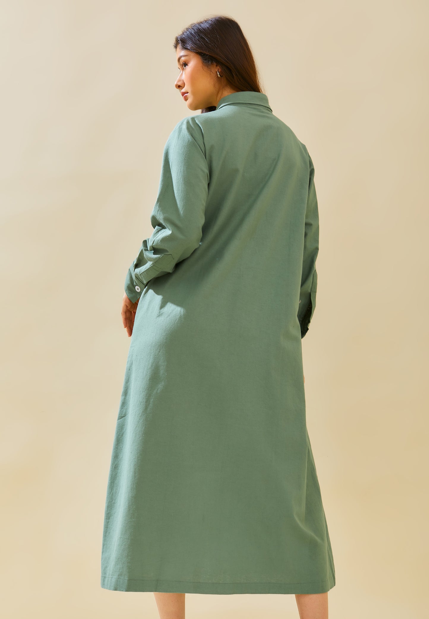 Look 12 | Long Dress in Linen Rami with 4 pockets